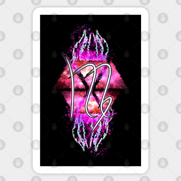 Virgo Zodiac - Pink Abstract Magnet by Scailaret